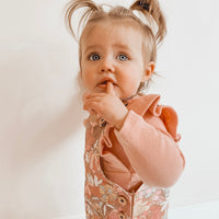 BASICS THICK Shimmy Ribbed Long Sleeve Onesie/Top - SALMON PINK