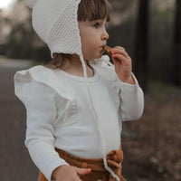 BASICS THICK Shimmy Ribbed Long Sleeve Onesie/Top - MILK