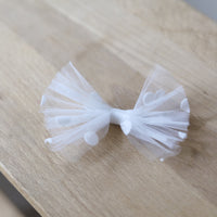 Tulle Hair Clip - WHITE POLKA DOTS