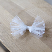 Tulle Hair Clip -  WHITE POLKA DOTS