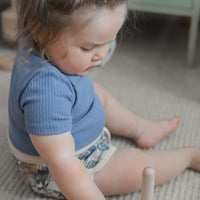 BASICS Wide Ribbed Short Sleeve Onesie/Top - OCEAN