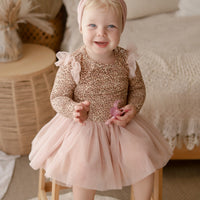 Tulle Flutter Long Sleeve Tutu Onesie - HUNTER