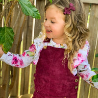 Hazel Cord Pinafore Dress - EGGPLANT