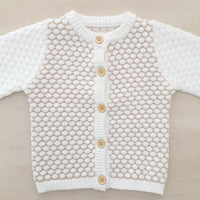 Honeycomb Knitted Cardigan - MILK/LATTE