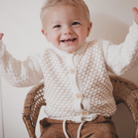 Honeycomb Knitted Cardigan - MILK/LATTE