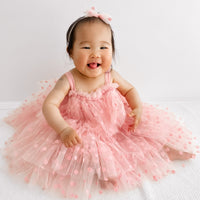 Tulle Bow Headband - PINK POLKA DOTS