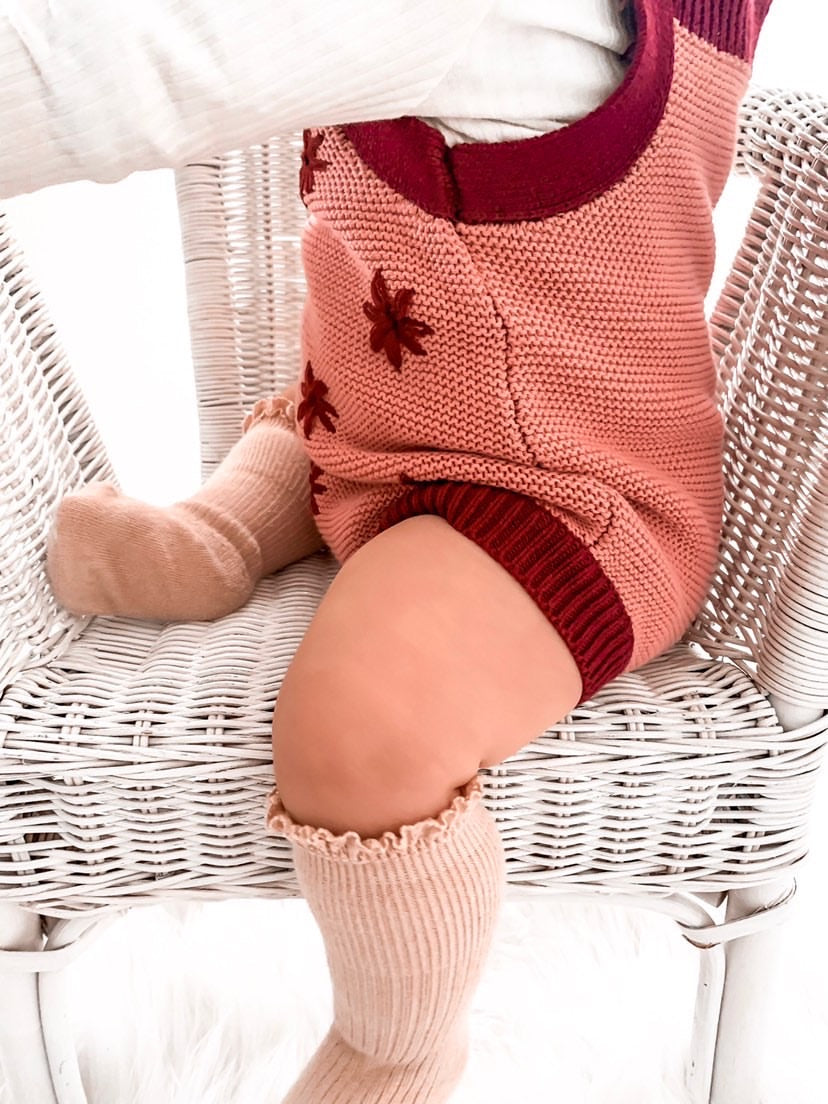 Daisy Knitted Romper - EGGPLANT