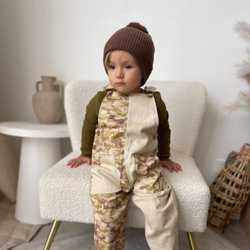 BASICS THICK Ribbed Long Sleeve Onesie/Top - KHAKI