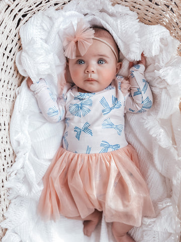 Tulle Flutter Long Sleeve Tutu Onesie - BOW PEEP