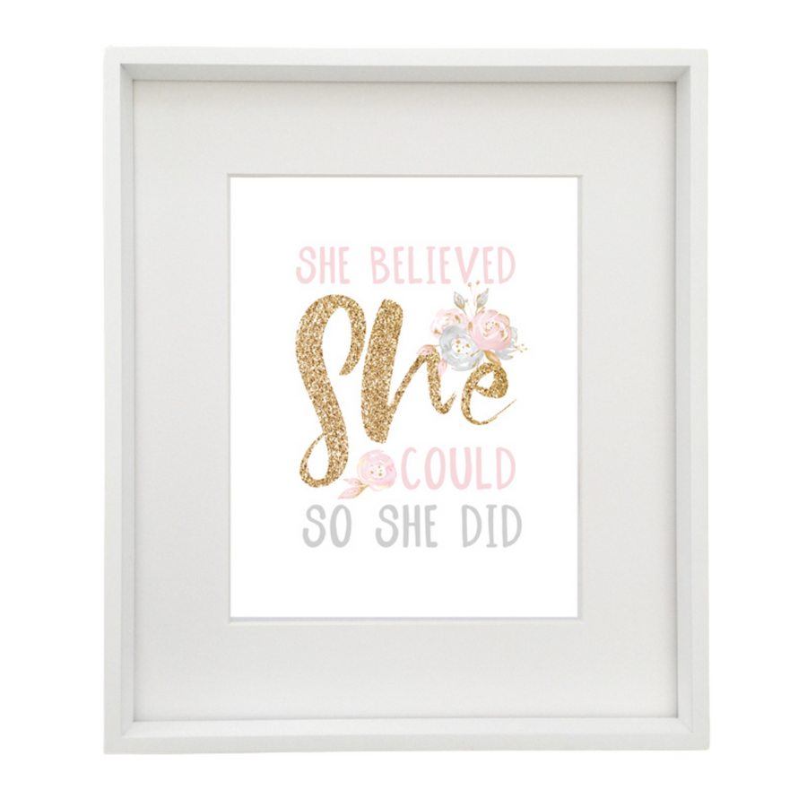 She Believed She Could So She Did Printable Artwork - ROSE GOLD