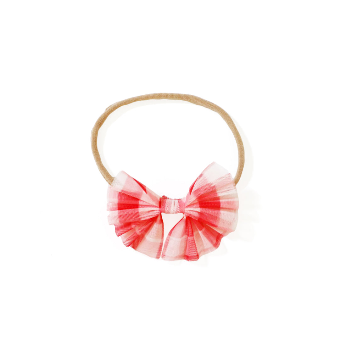 Tulle Bow Headband - RED GINGHAM