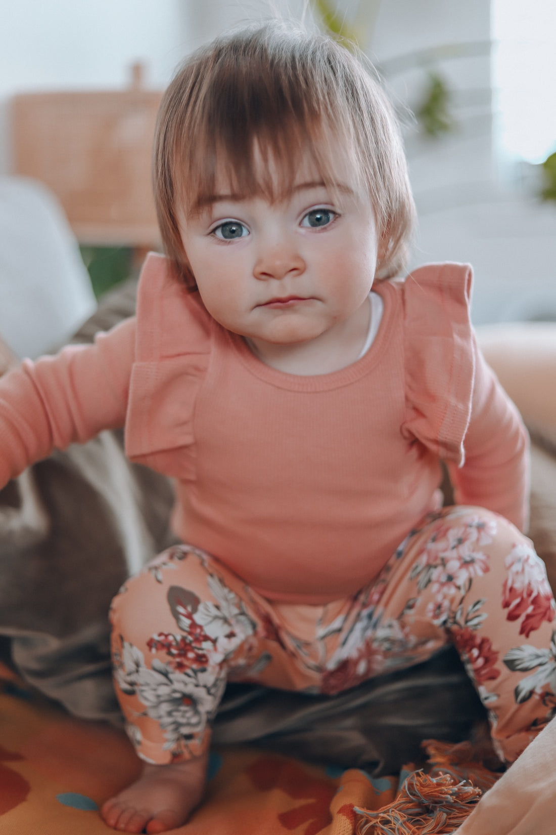 BASICS THICK Shimmy Ribbed Long Sleeve Onesie/Top - TUSCAN TERRACOTTA