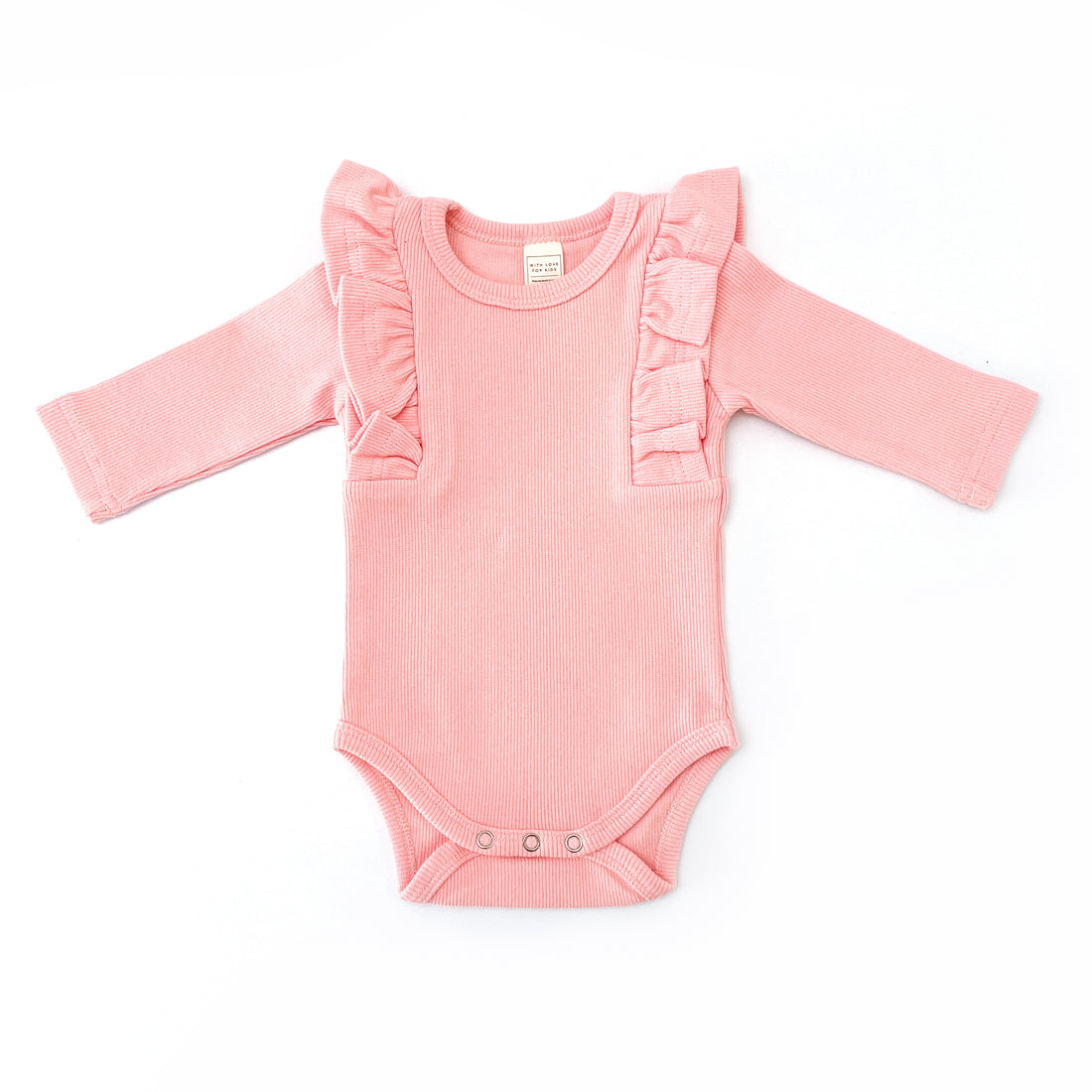 BASICS THICK Shimmy Ribbed Long Sleeve Onesie/Top - DREAMY PEACH