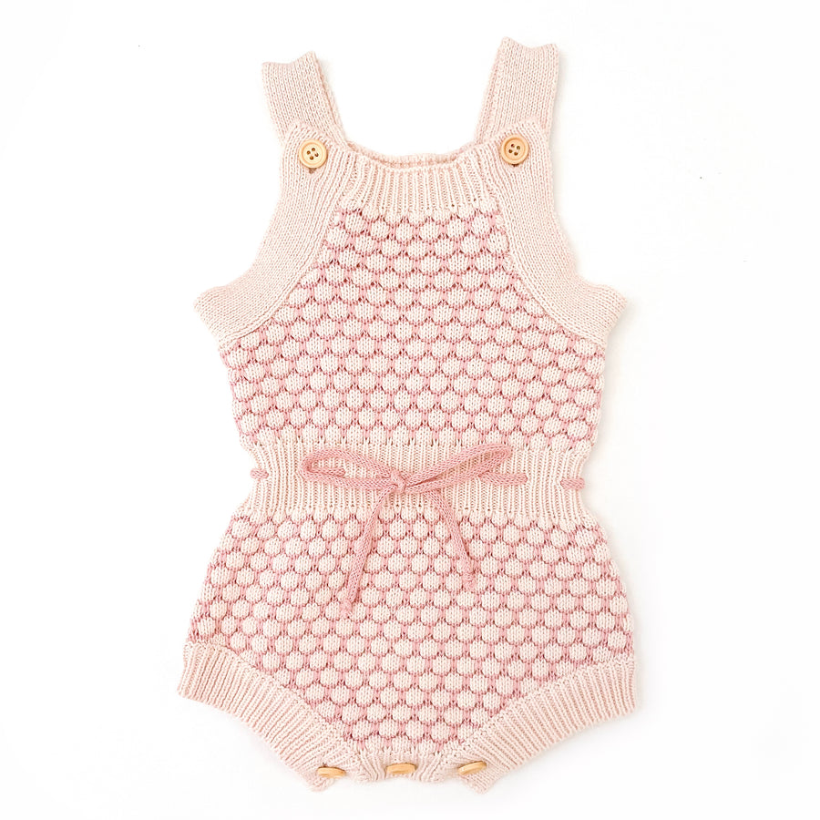 Honeycomb Knitted Romper - DUSTY PINK