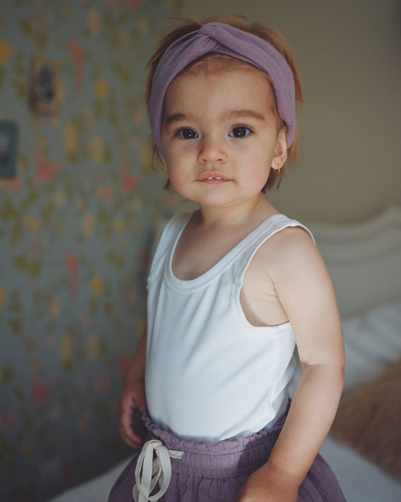 COTTON MUSLIN Paperbag Shorts - DUSTY PURPLE