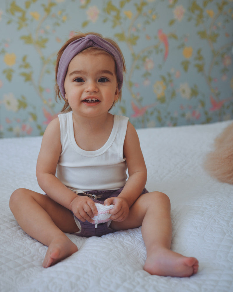 COTTON MUSLIN Paperbag Shorts - DUSTY PURPLE
