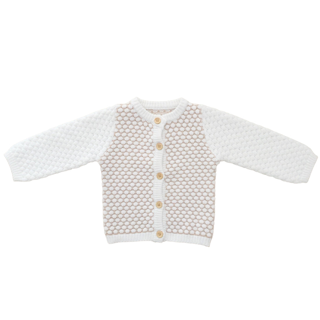 Honeycomb Knitted Cardigan - MILK/LATTE