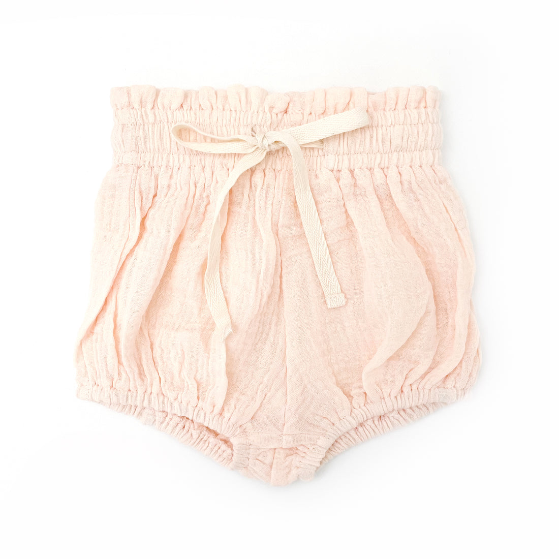 COTTON MUSLIN Paperbag Shorts - SOFT PEACH