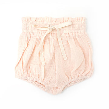 COTTON MUSLIN Paperbag Shorts - SOFT PEACH