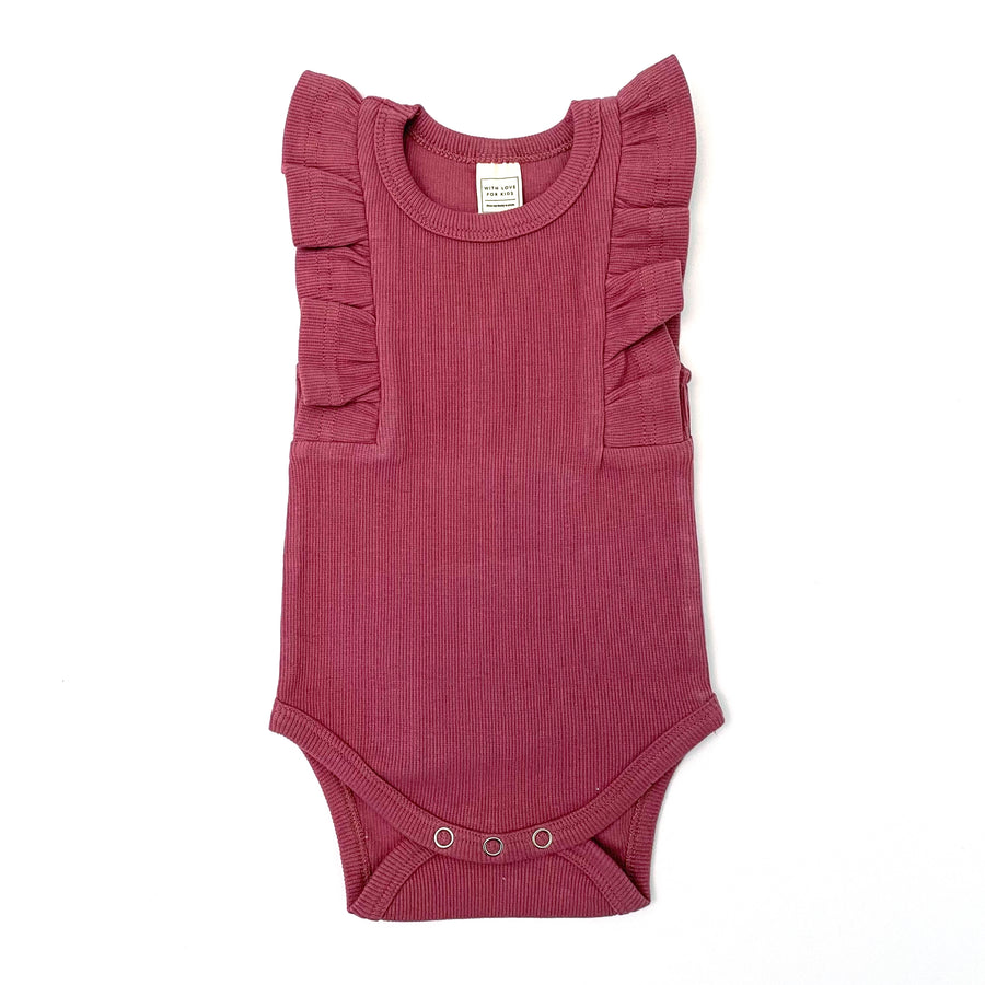 BASICS Shimmy Ribbed Tank Onesie/Top - ROSEWOOD
