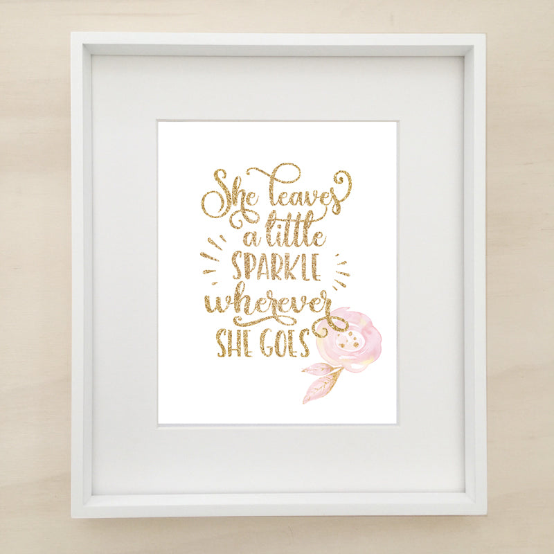 She Leaves A Little Sparkle Trio Personalised Printable Artwork
