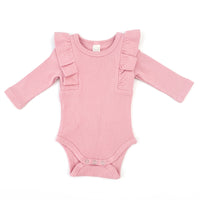BASICS THICK Shimmy Ribbed Long Sleeve Onesie/Top - SALMON PINK