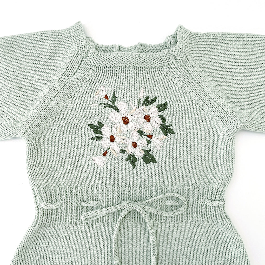 Secret Garden Long Sleeve Knitted Romper - MEADOW GREEN