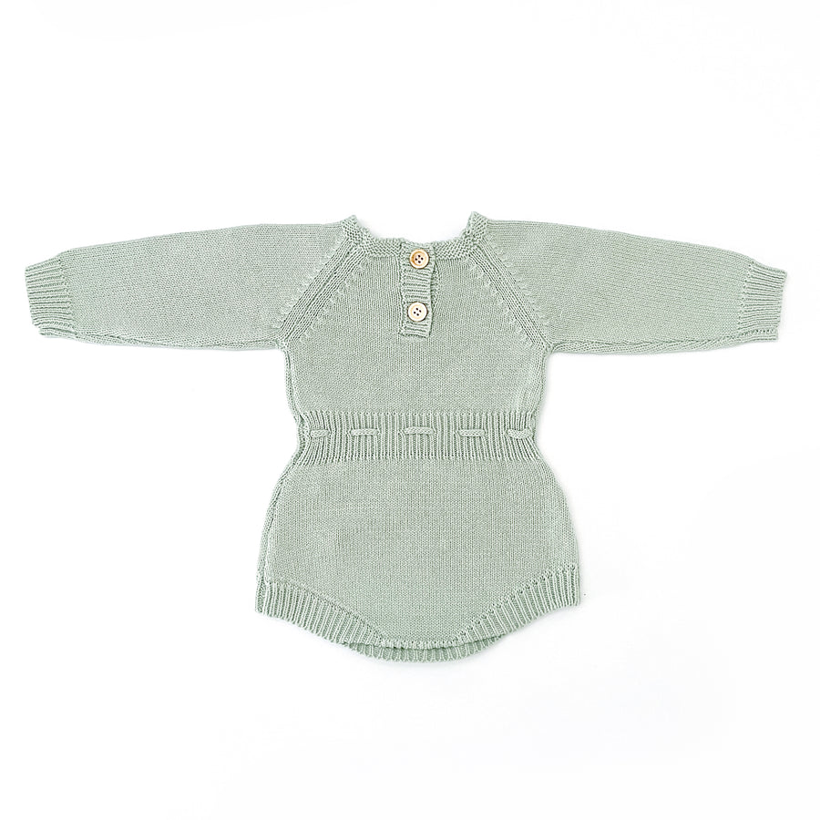 Secret Garden Long Sleeve Knitted Romper - MEADOW GREEN