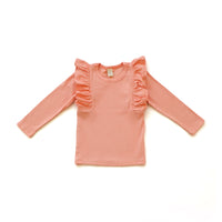 Shimmy Wide Ribbed Long Sleeve Onesie/Top - PEACH