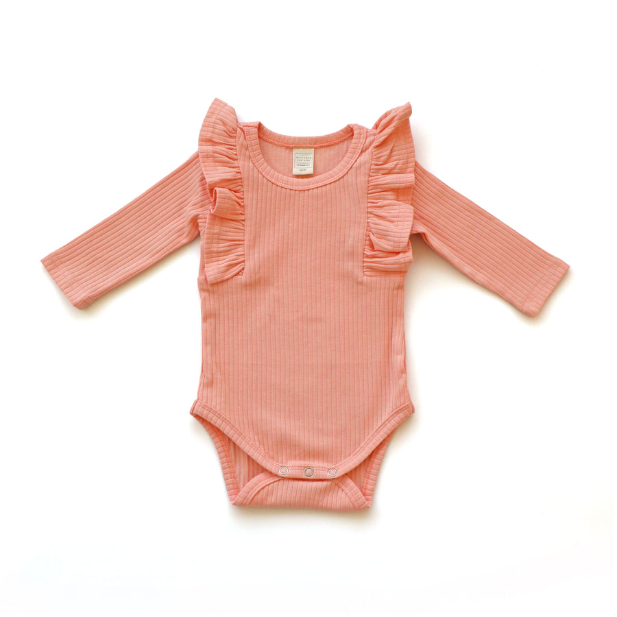 Shimmy Wide Ribbed Long Sleeve Onesie/Top - PEACH