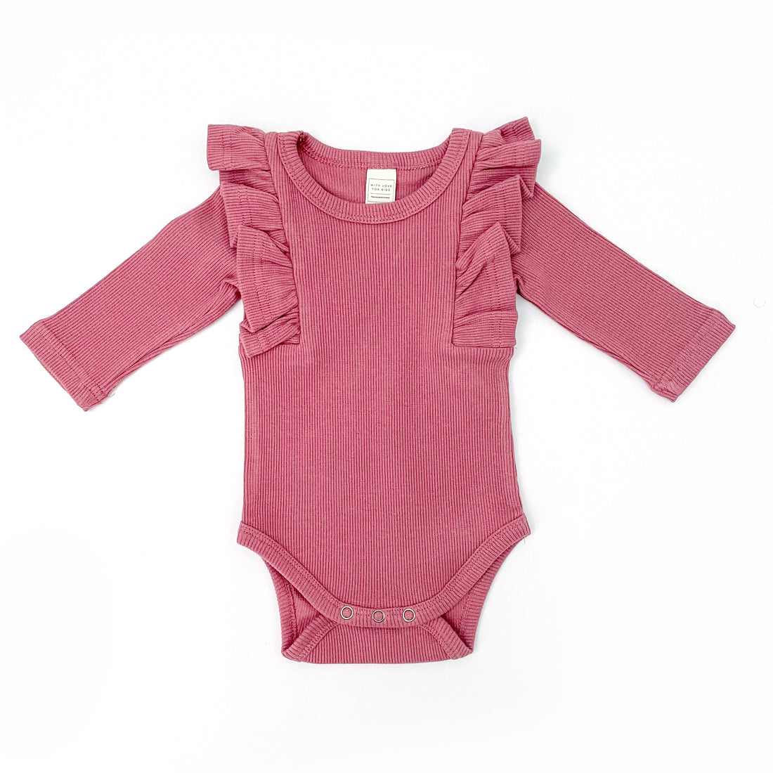 BASICS THICK Shimmy Ribbed Long Sleeve Onesie/Top - ROSEWOOD