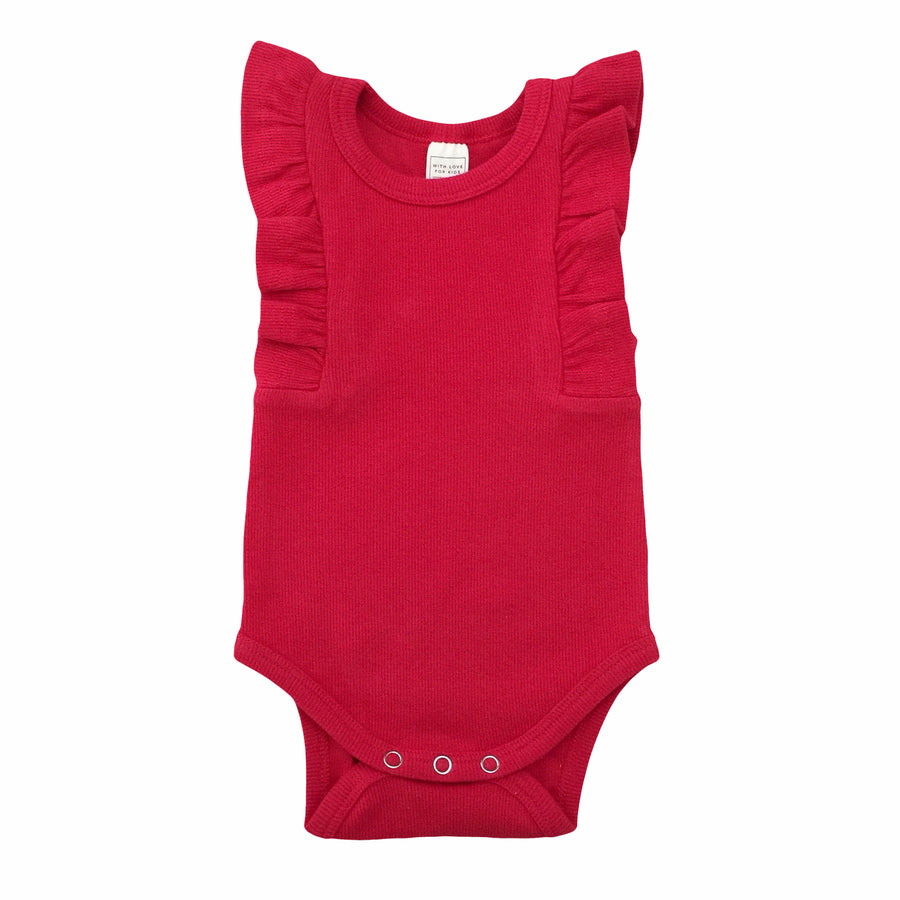 BASICS Shimmy Ribbed Tank Onesie/Top - CHERRY RED