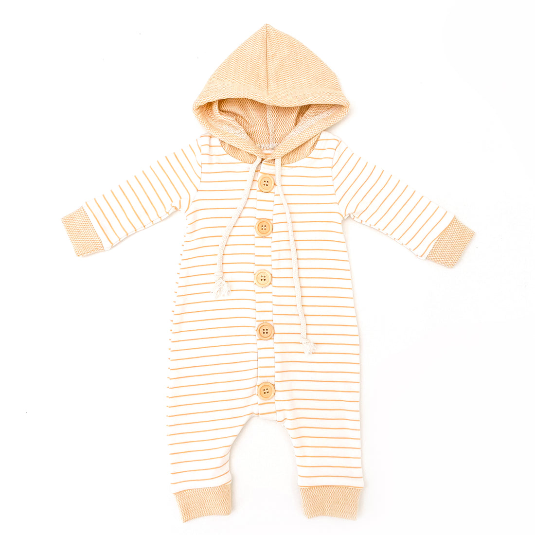 Striped Hooded All In One - MUSTARD
