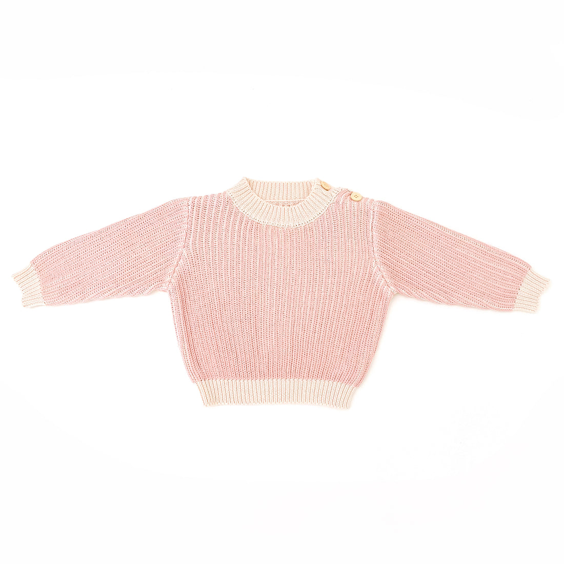 Striped Knitted Jumper - CREAM/DUSTY PINK