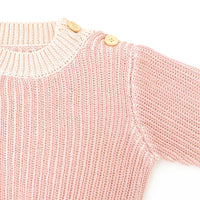 Striped Knitted Jumper - CREAM/DUSTY PINK