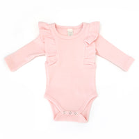 BASICS THICK Shimmy Ribbed Long Sleeve Onesie/Top - FAIRY FLOSS