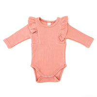 BASICS THICK Shimmy Ribbed Long Sleeve Onesie/Top - TUSCAN TERRACOTTA
