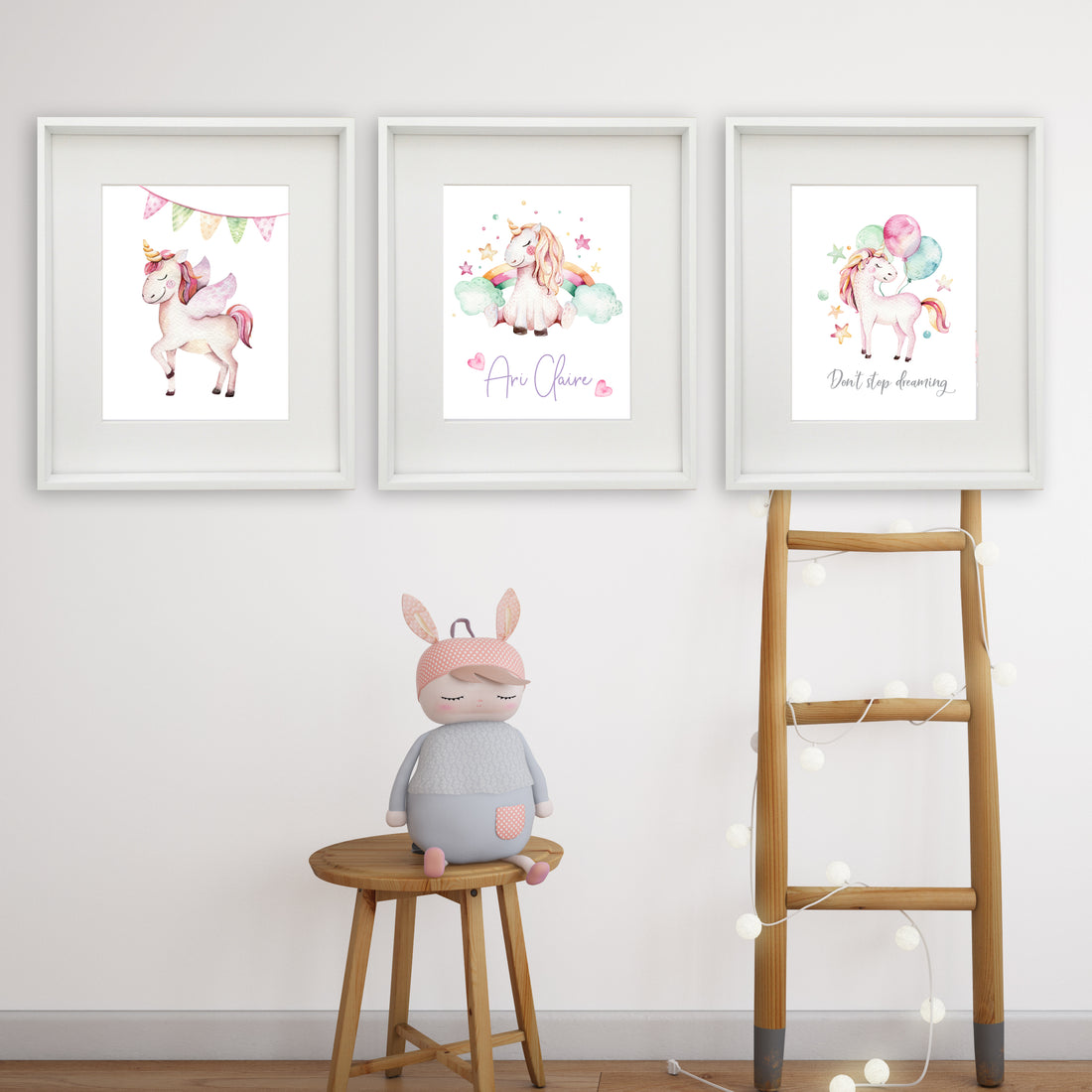 Unicorn Trio Personalised Printable Artwork