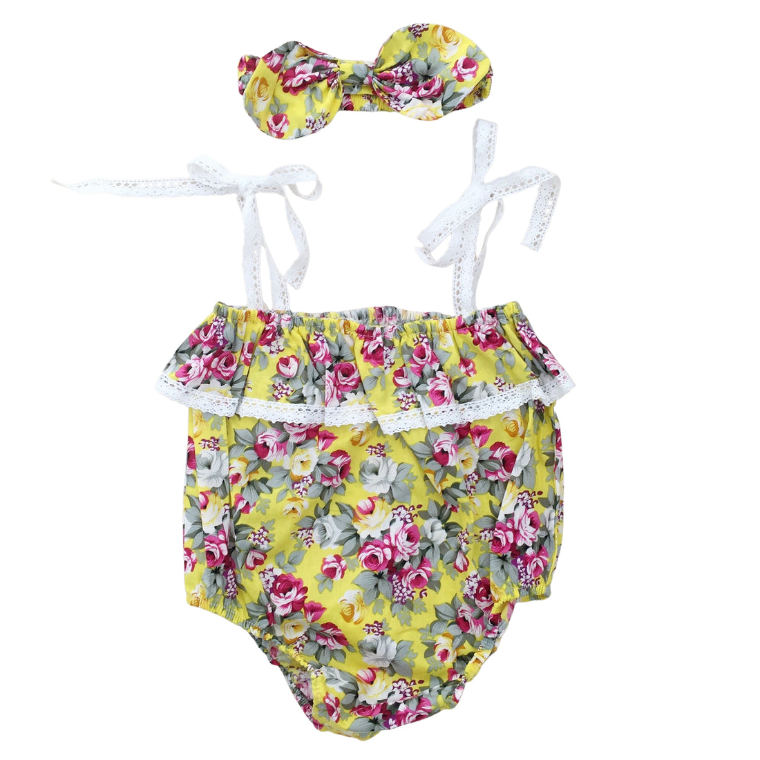 Ruffle Girl 2 Piece Playsuit - YELLOW