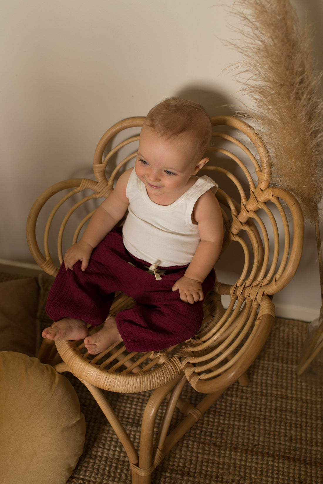 COTTON MUSLIN Lounge Pants - WINE