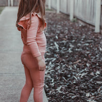 BASICS THICK Shimmy Ribbed Long Sleeve Onesie/Top - TUSCAN TERRACOTTA